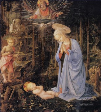 フィリッピーノ・リッピ Painting - 幼児バプテストと聖バーナード・クリスチャン・フィリッピーノ・リッピとの礼拝